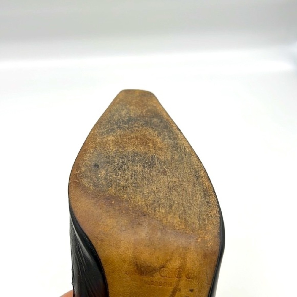 Jimmy Choo - Black Soft Leather Sling Back Cutout Square Toe Heels Size 36.5 - Picture 16 of 16